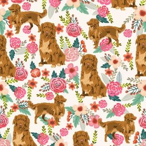 nova scotia floral dog fabric - duck tolling retriever dog fabric - dog florals fabric - cream