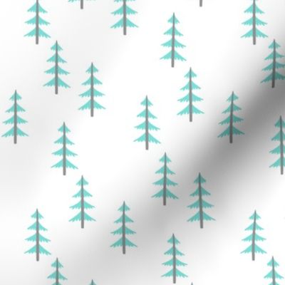 Trees (blue + gray) Woodland Forest Fabric