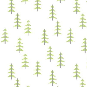 Trees (green + gray) Woodland Forest Fabric