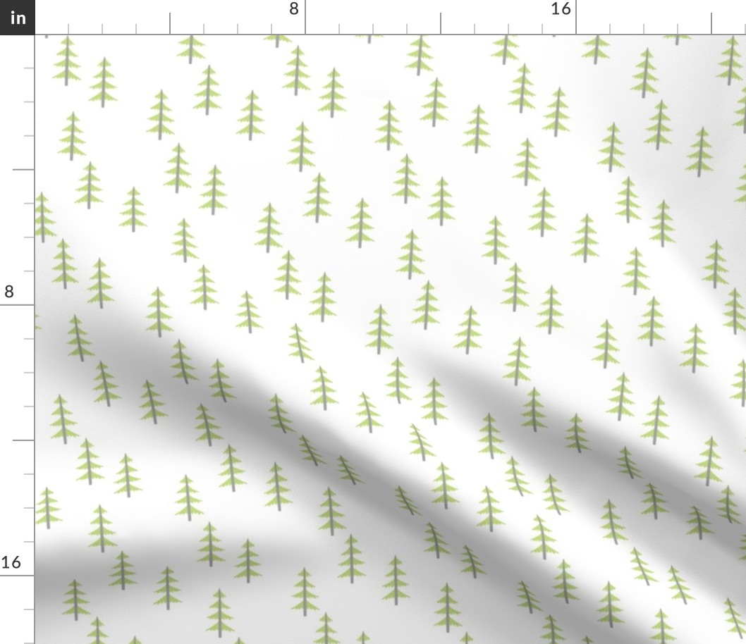 Trees (green + gray) Woodland Forest Fabric