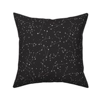 small - stars in the zodiac constellations in white on charcoal