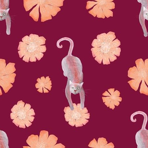 Cats and Flowers - Cherry magenta theme