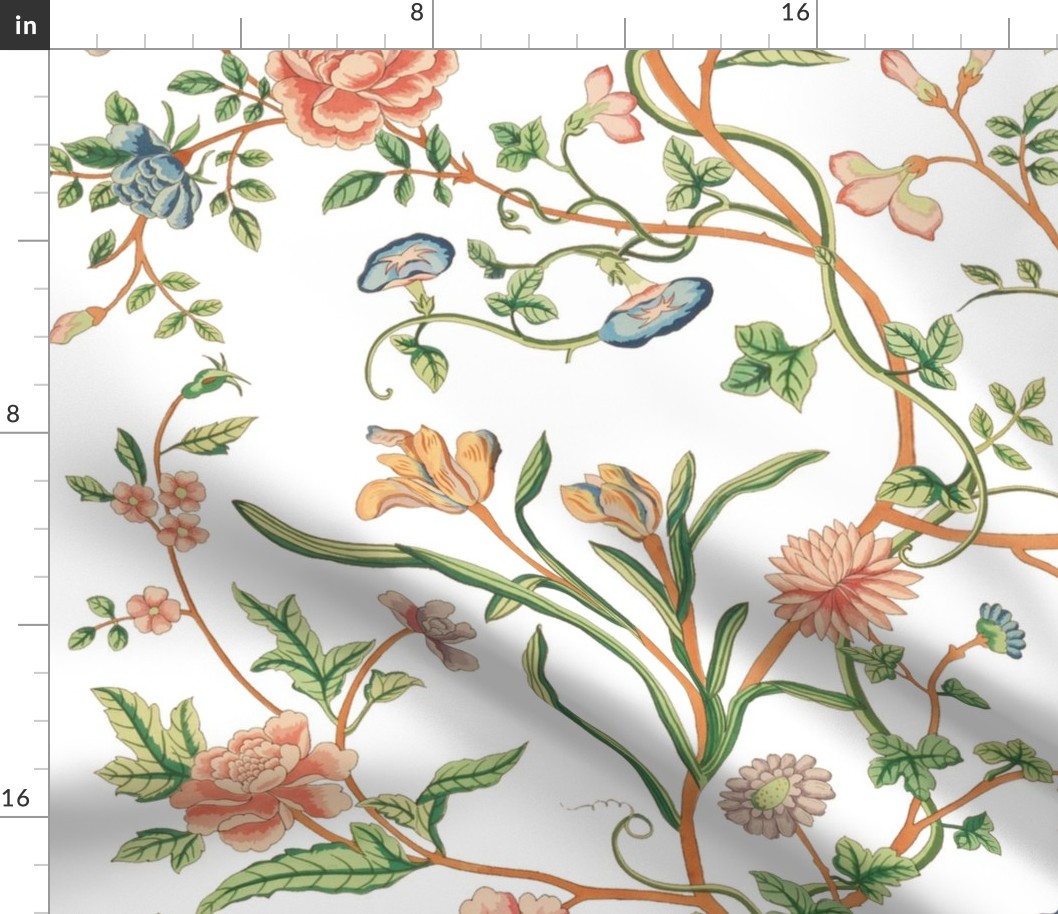 Tree of Life Chintz Reproduction ~  Bright on White 