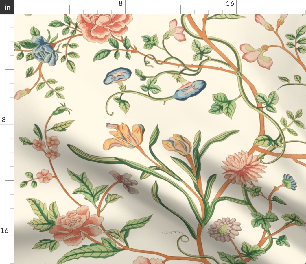 Tree of Life Chintz Reproduction ~  Bright on Cosmic Latte 