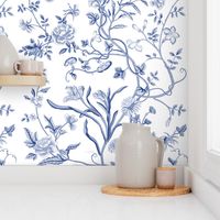 Tree of Life Chintz Reproduction ~ Willow Ware Blue and White  