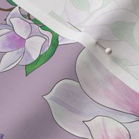 White Magnolias with Dusty Violet Background