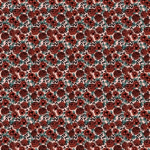 TINY - roses // red vintage style illustration florals flower pattern