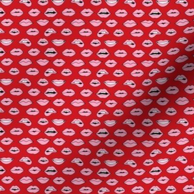 TINY - lips pattern fabric - beauty and makeup fabric, girls valentines day fabric, kiss lips fabric - pink lips