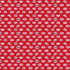 TINY - lips pattern fabric - beauty and makeup fabric, girls valentines day fabric, kiss lips fabric - pink lips