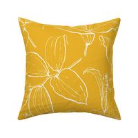 Farmhouse Floral in white on Mustard yellow - large scale