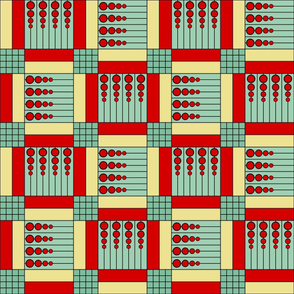40 Something (6"): Red & Jadite Green Retro Geometric Tiles