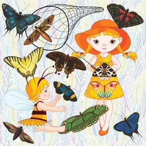 Girls Catching the Big Moths Butterflies