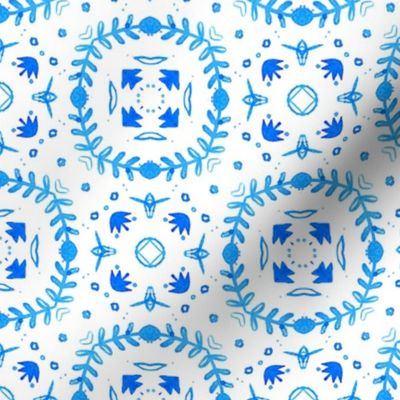 Blue watercolor abstract geometric pattern