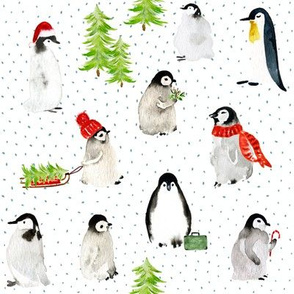 Christmas Waddling Through the Snow // Gumbo Blue Dots