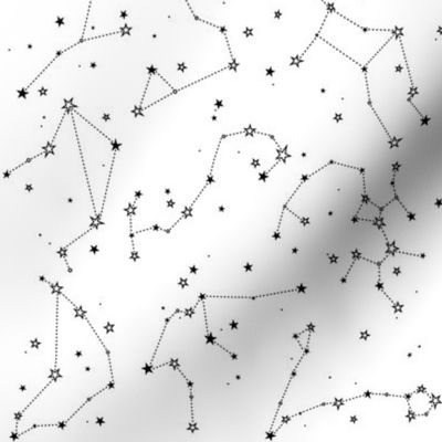 small - stars in the zodiac constellations in black on white