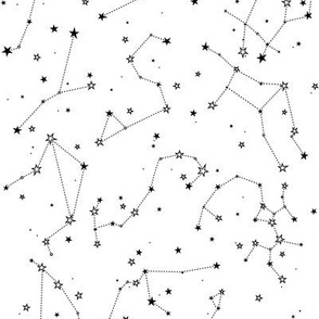 small - stars in the zodiac constellations in black on white