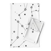 large - stars in the zodiac constellations in black on white