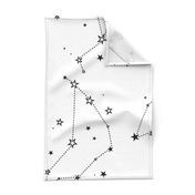 large - stars in the zodiac constellations in black on white