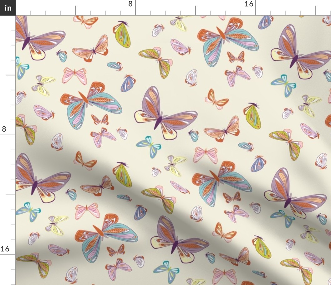 small - moths in multicolor on natural