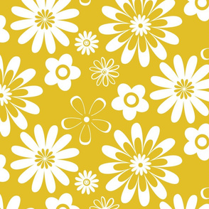 Mustard Yellow Large Scale Geometric Floral