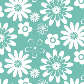 Teal Large Scale Geometric Floral