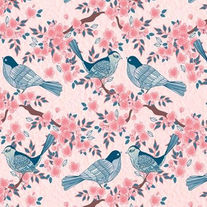 Lovebirds Pink Floral Print