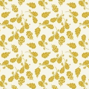 TINY - Oak leaves nature botanical fall autumn fabric pattern mustard