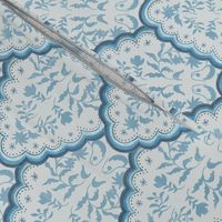 Medium BLUE SCALLOPED EDGES PAISLEY TEXTURE