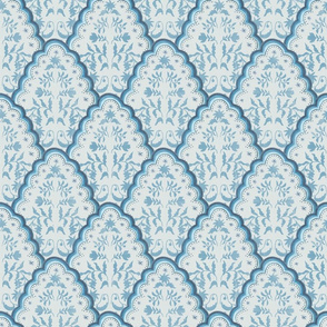 Medium BLUE SCALLOPED EDGES PAISLEY TEXTURE