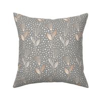 neutral bohemian flower - silver and light gray