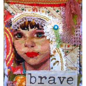 Brave Collage Fibre Art Fabric Panel