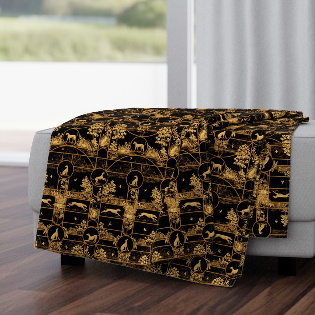 Autumn Greyhounds Black and Gold - Large -