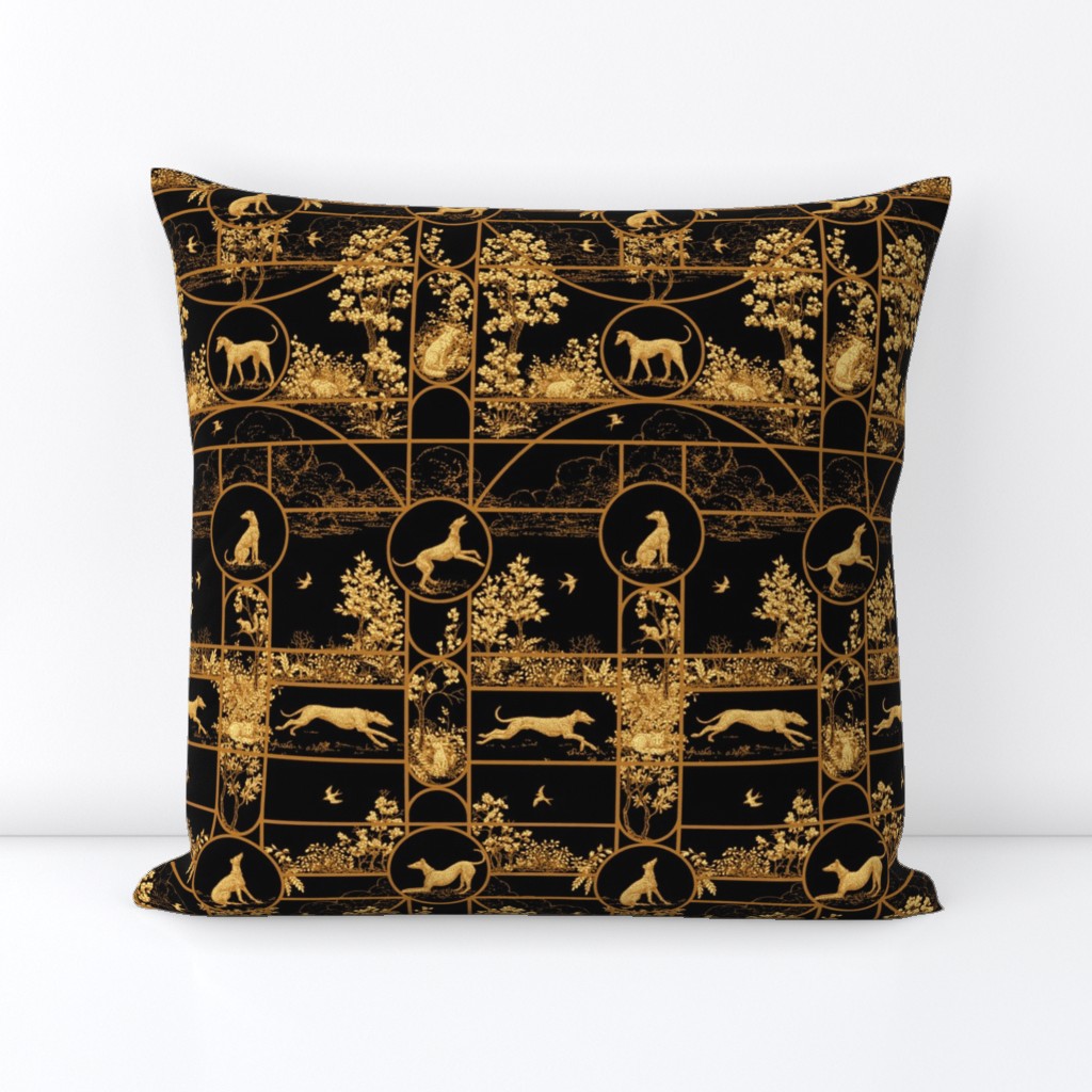 Autumn Greyhounds Black and Gold - Large -