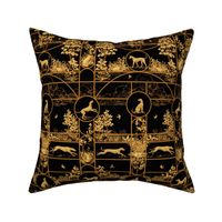 Autumn Greyhounds Black and Gold - Large -