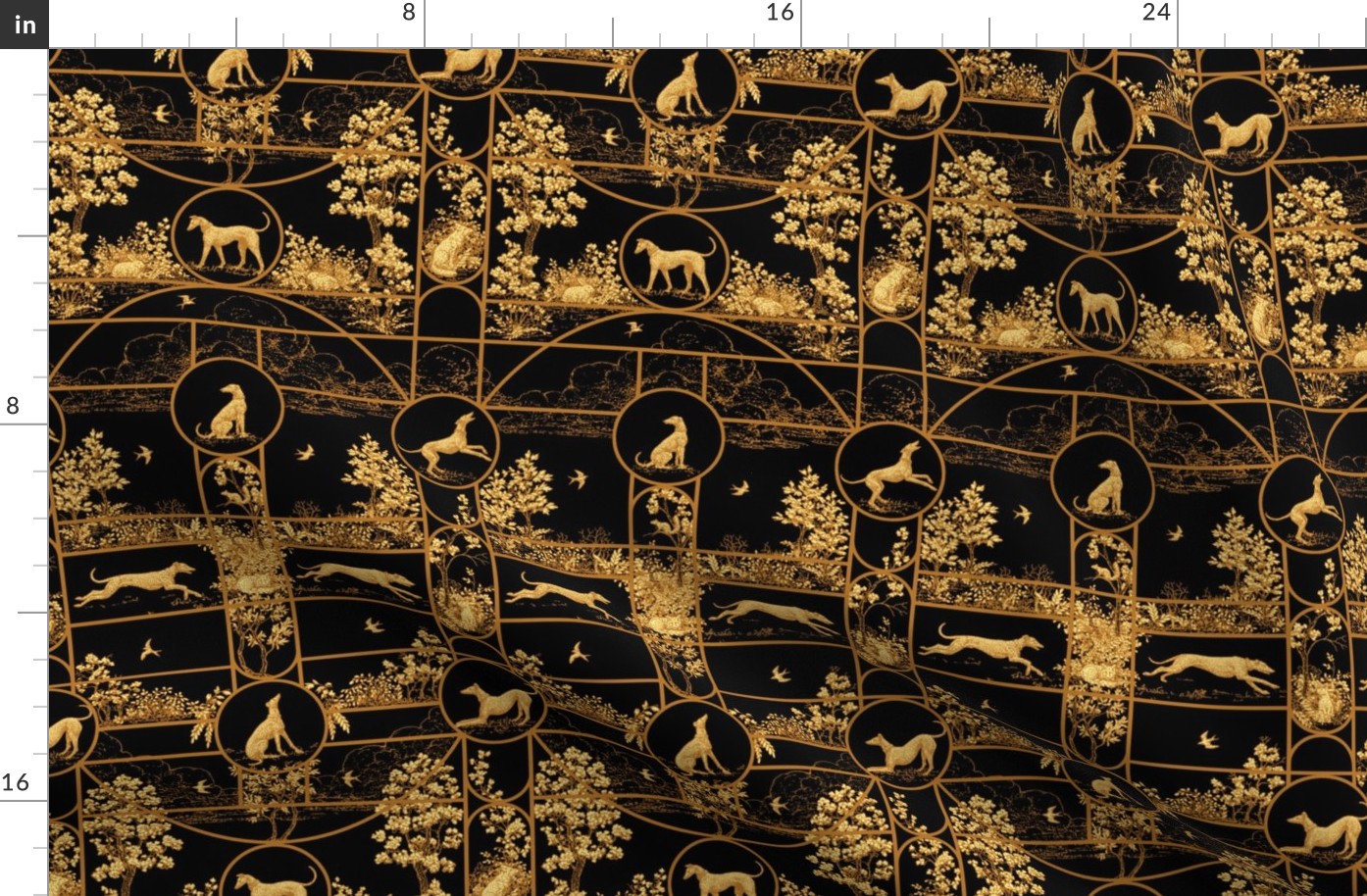 Autumn Greyhounds Black and Gold - Large -