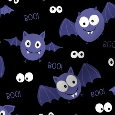 Cute Halloween Bats On Black