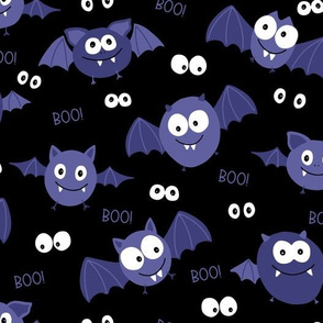 Cute Halloween Bats On Black