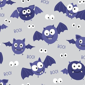 Cute Halloween Bats on Grey