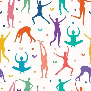  Female body people pose seamless vector pattern. 