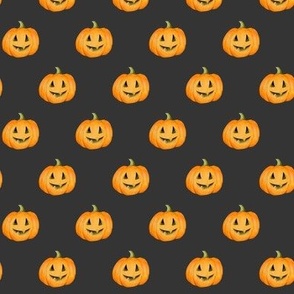 Jack-o'-lantern Rows Halloween Pumpkins on black-night - small scale