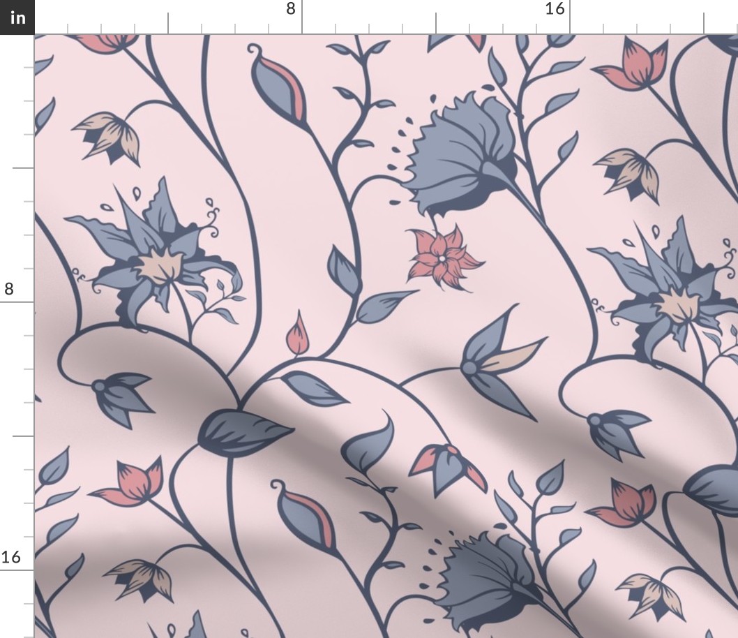 Indian Florals in Soft Colors Seamless Pattern.