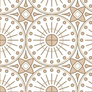 Elegant Round Tiles White Nude Sand