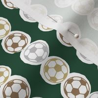 Soccer balls in bronze, silver & gold