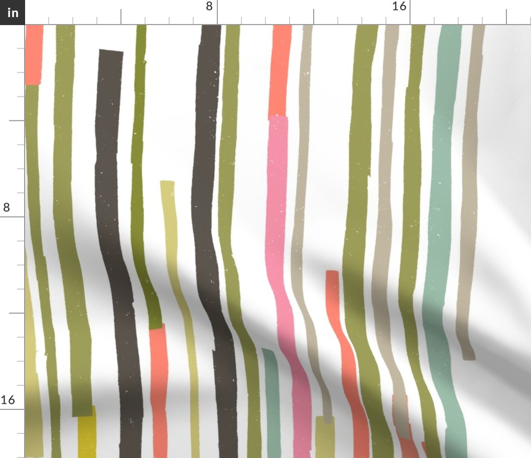 Paper Cut Stripes M+M Multi Warm Greens by Friztin