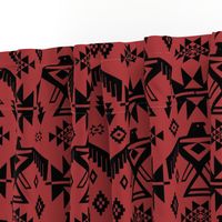 Southwestern Thunderbird Kilim in Rust Red + Black Onyx