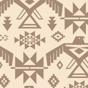 Southwestern Thunderbird Kilim in Ecru + Taupe