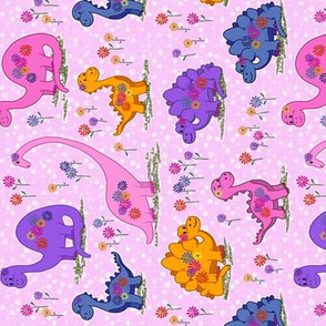 Dinos on Pink - mid scale - rotated