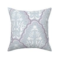 Large Lilac & Ice Blue Scallop Paisley