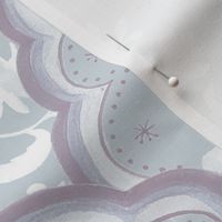 Large Lilac & Ice Blue Scallop Paisley