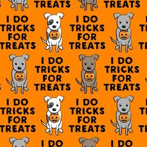 (small scale) I do tricks for treats - halloween pit bulls - orange  - LAD19BS